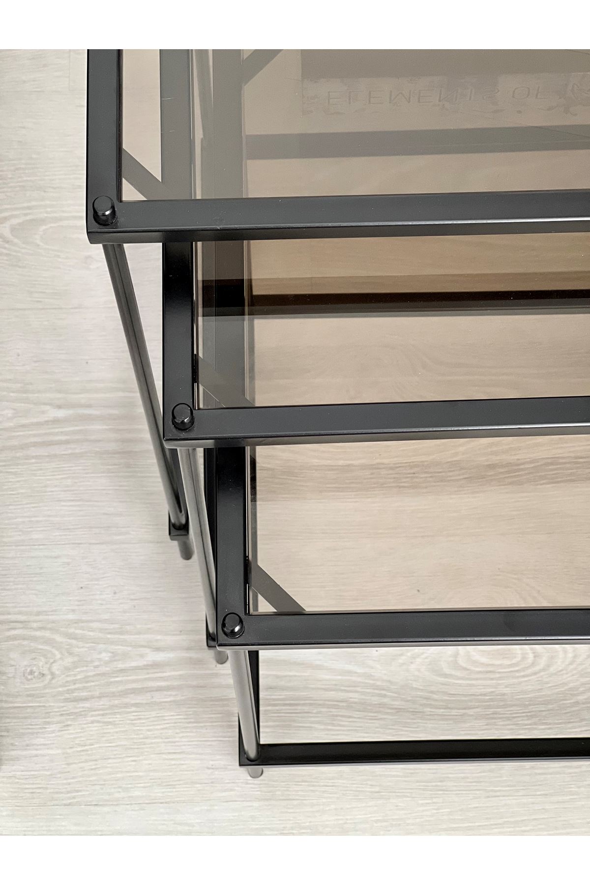 Brad 3'lü Metal Zigon Yan Sehpa Siyah-bronz