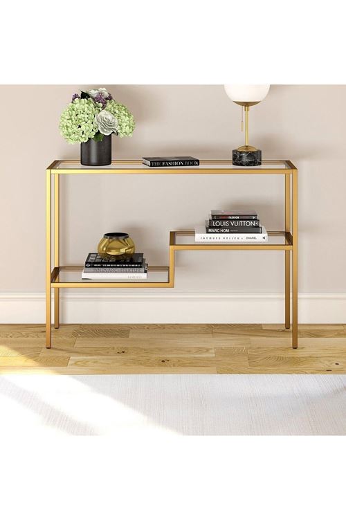 Simple Metal Gold Camlı Dresuar