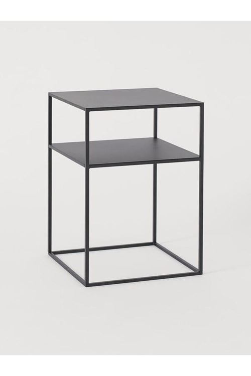 Kare Metal Siyah Yan Sehpa