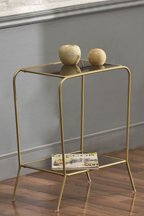 Madrid Metal Camlı Yan Sehpa