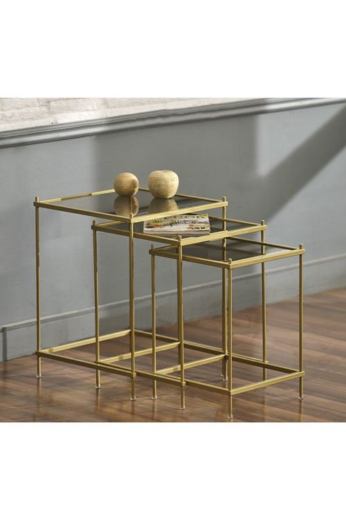 Brad 3'lü Metal Zigon Yan Sehpa Salon, Sehpa Yatak Odası.