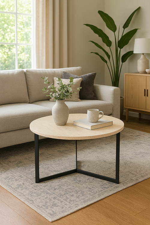 Metal Orta Sehpa Traverten