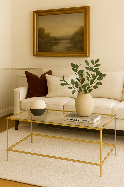 Brad Metal Camlı Demonte Orta Sehpa Gold Şeffaf