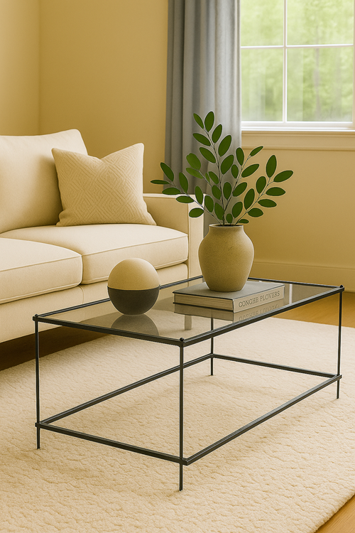 Brad Metal Camlı Demonte Orta Sehpa Siyah Şeffaf