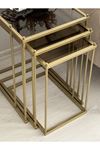 Brad 3'lü Metal Zigon C Sehpa Gold-Bronz