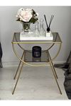 Pars Metal Camlı Yan Sehpa Gold-bronz