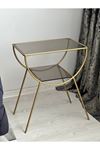 Pars Metal Camlı Yan Sehpa Gold-bronz