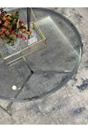 Asya Metal Camlı Orta Sehpa Gümüş - Füme