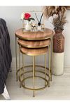 Aybars Gold Metal Eskitme Ceviz Zigon Sehpa