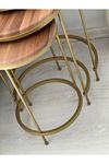 Aybars Gold Metal Eskitme Ceviz Zigon Sehpa