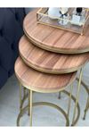 Aybars Gold Metal Eskitme Ceviz Zigon Sehpa