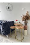 Aybars Gold Metal Eskitme Ceviz Zigon Sehpa