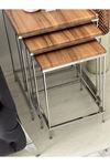 Brad Gümüş Metal Ceviz Kaplama Zigon sehpa